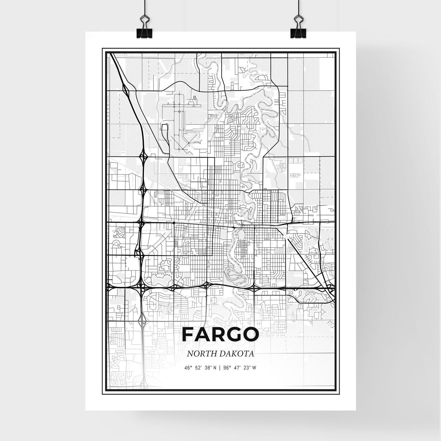 Fargo North Dakota - Premium City Map Poster