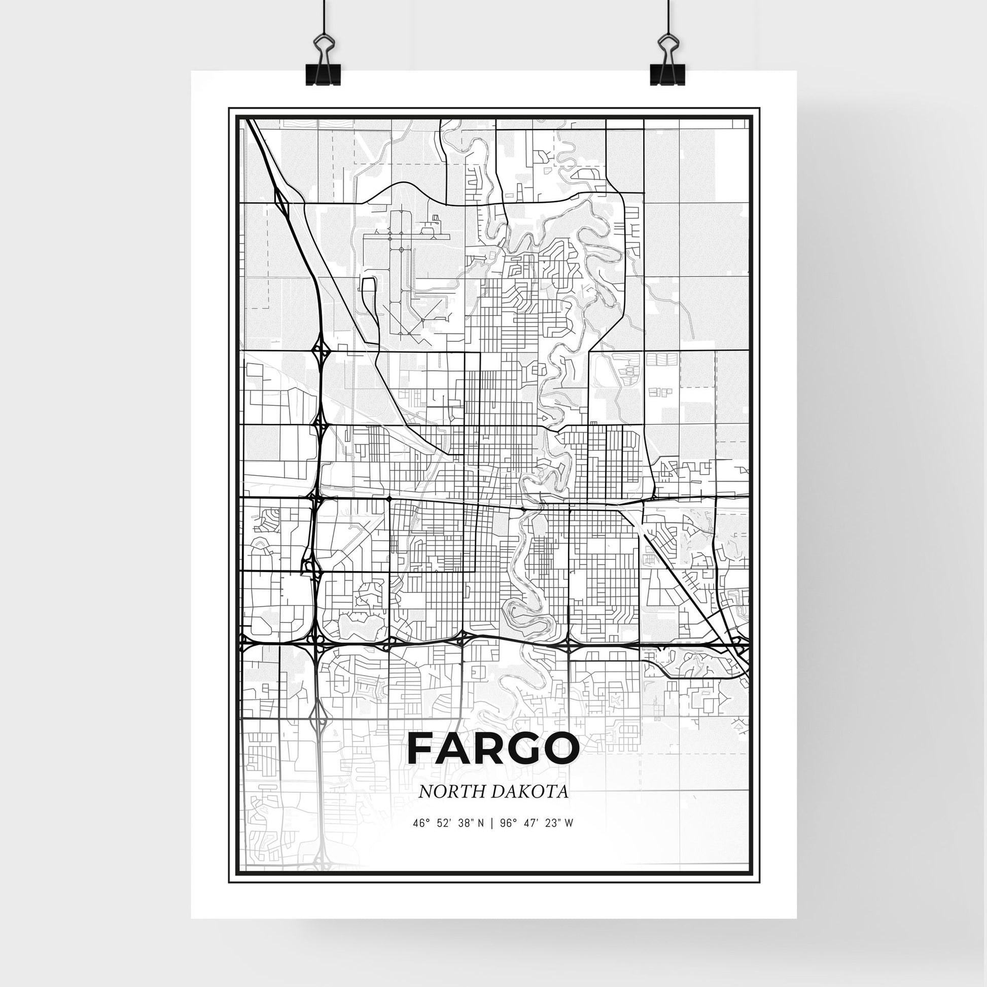 Fargo North Dakota - Premium City Map Poster