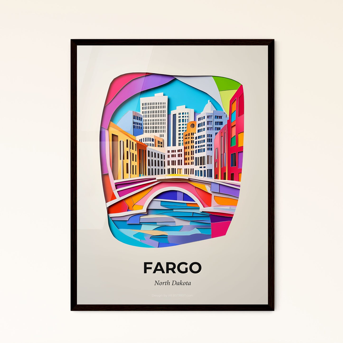 Vivid Fargo, North Dakota - a city with a bridge and buildings