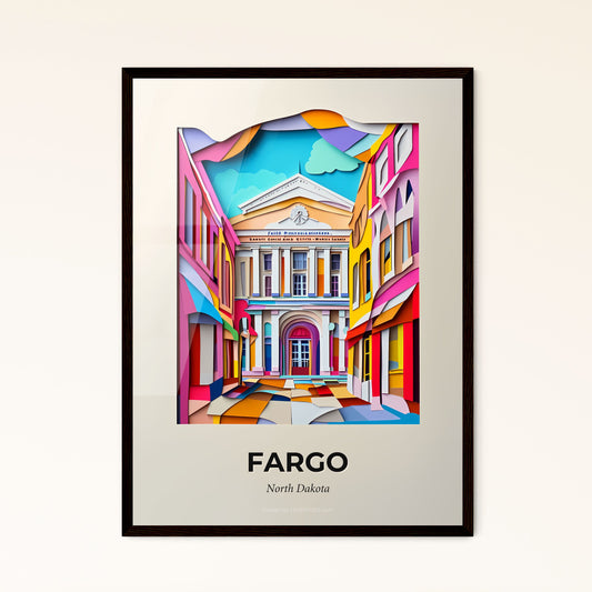 Vivid Fargo, North Dakota - a colorful picture of a building with a clock on it