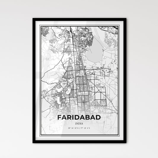 Faridabad India - Scandinavian Style City Map for Modern Home Decor