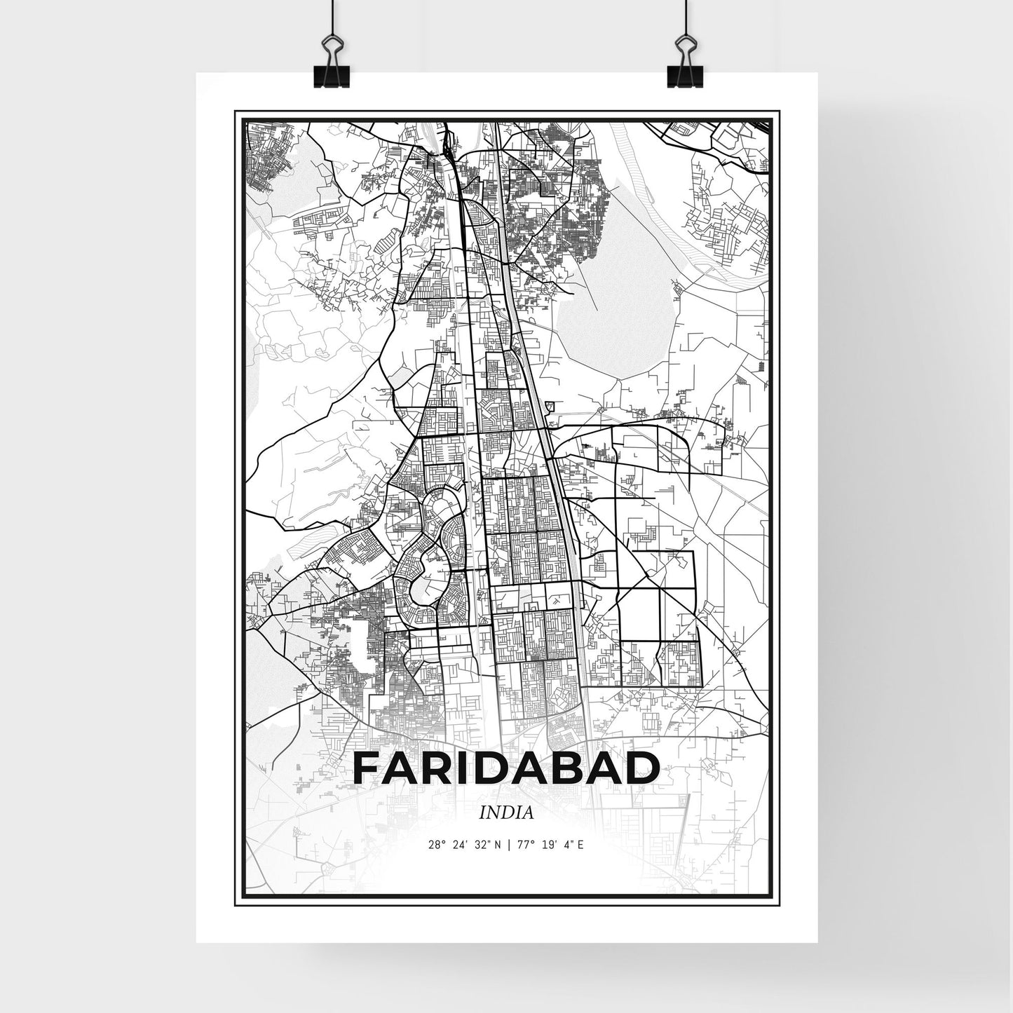 Faridabad India - Premium City Map Poster