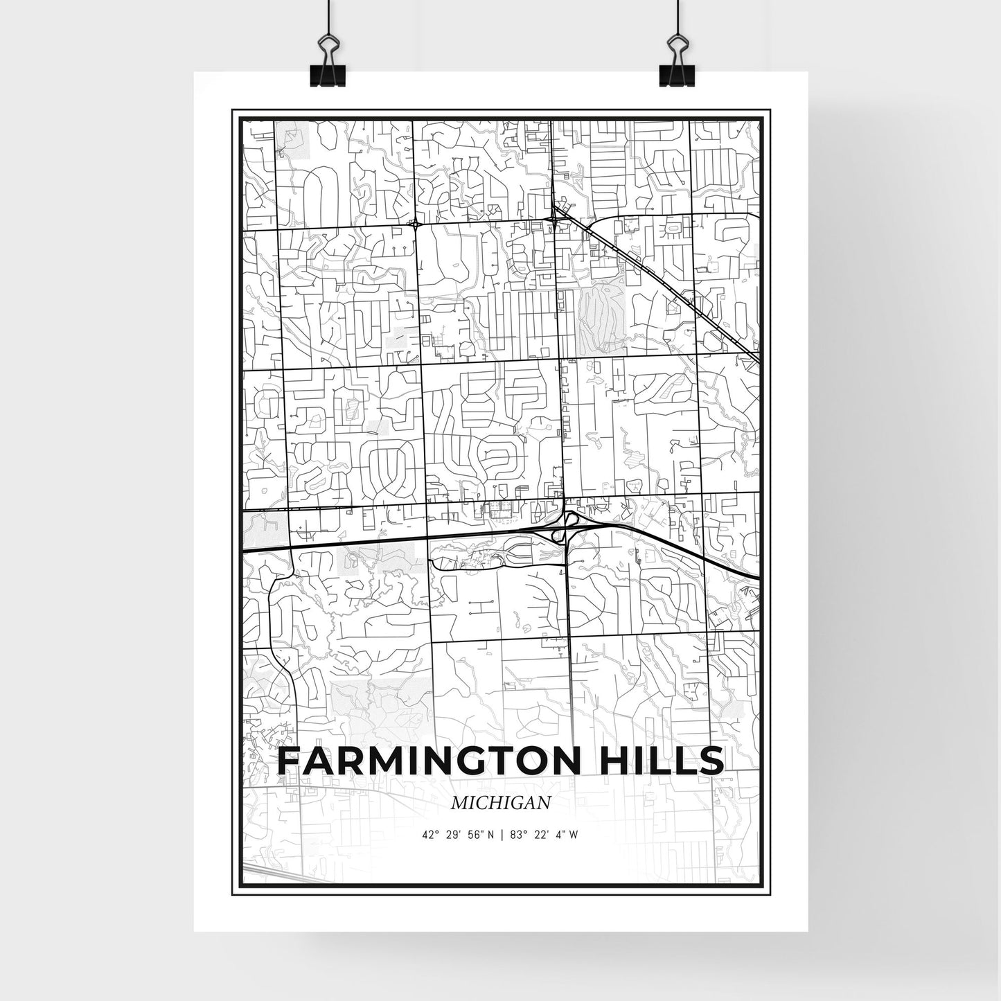 Farmington Hills Michigan - Premium City Map Poster