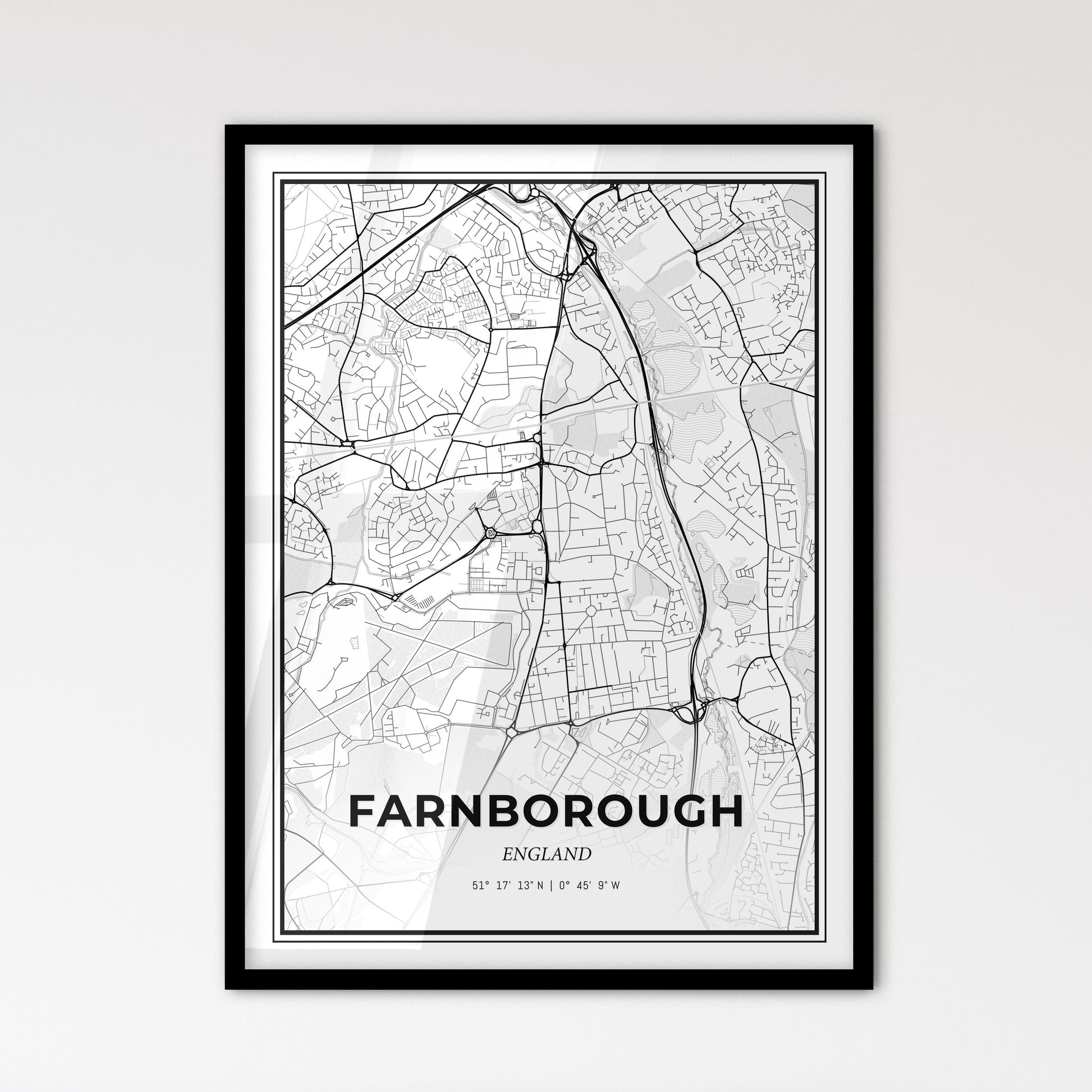 Farnborough England - Scandinavian Style City Map for Modern Home Decor