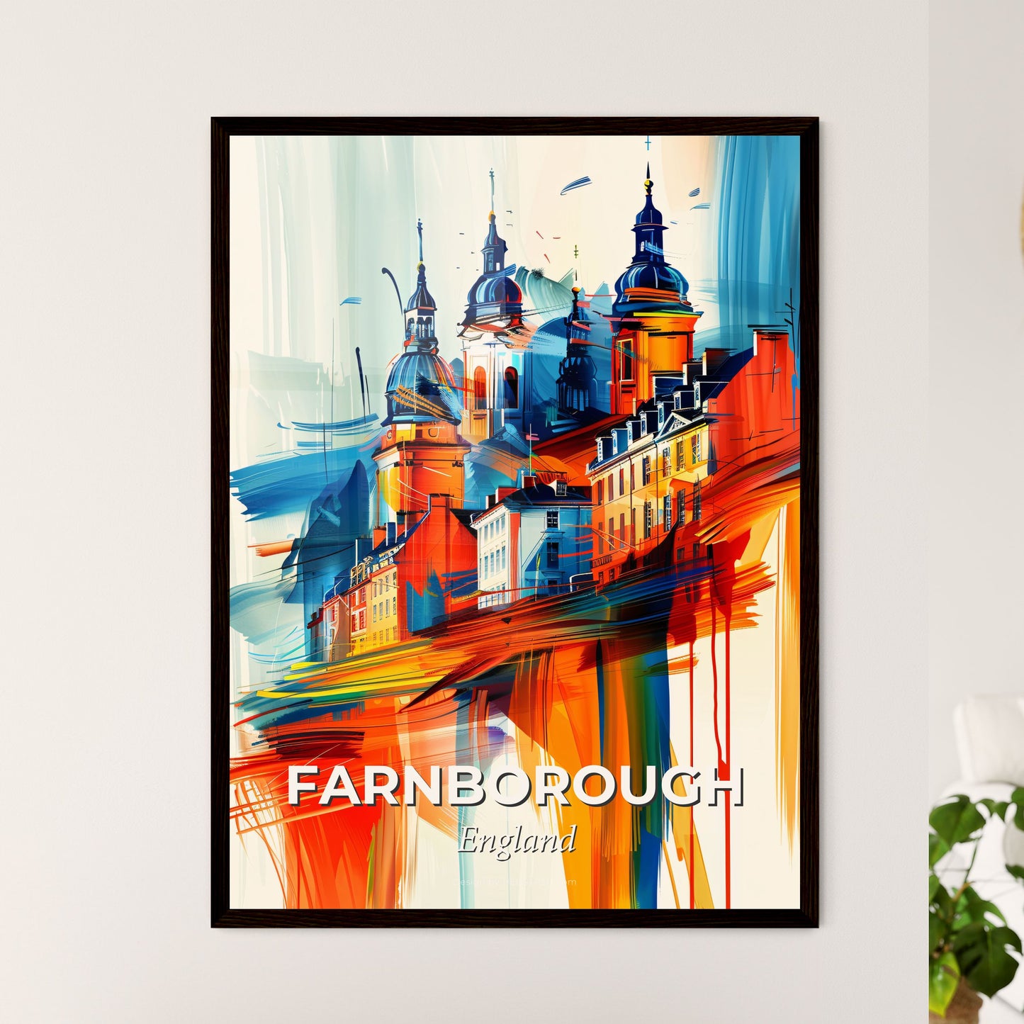 Vibrant Farnborough, England - A Painting Of A City