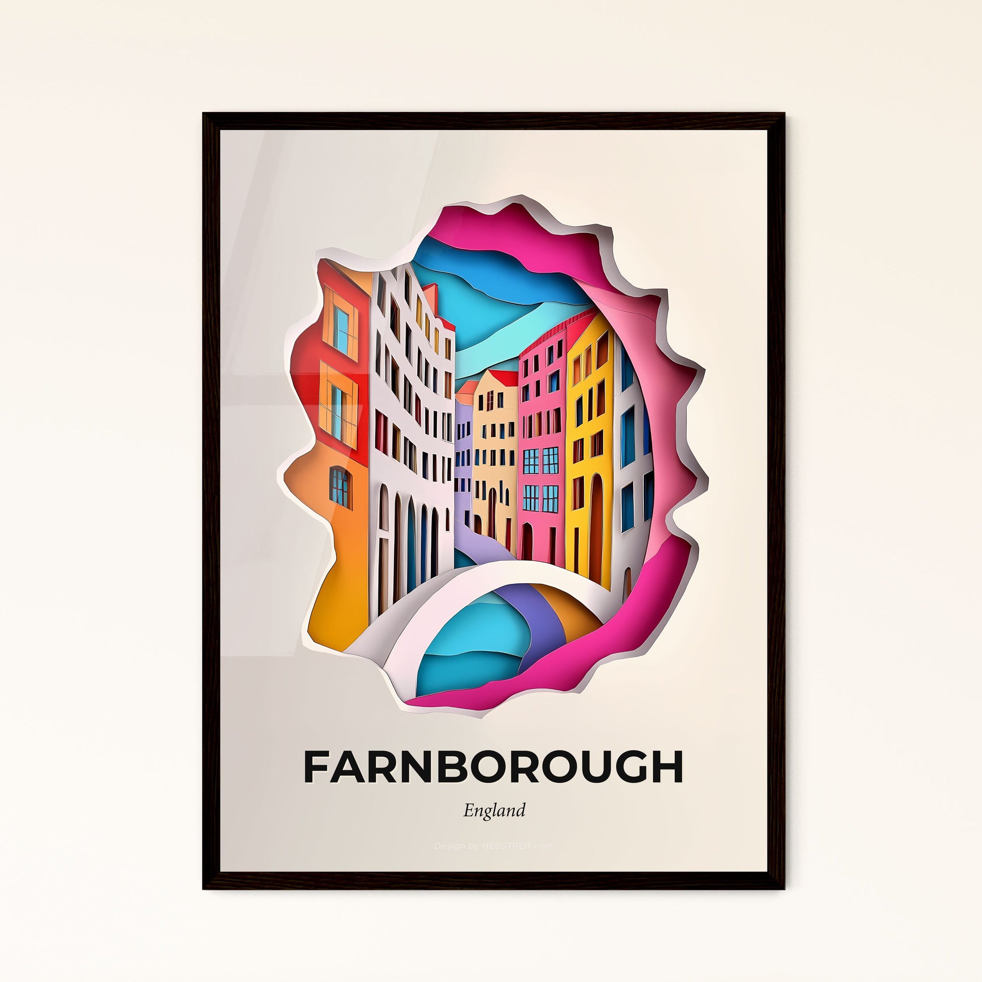 Vivid Farnborough, England - a paper cut of a city with a bridge