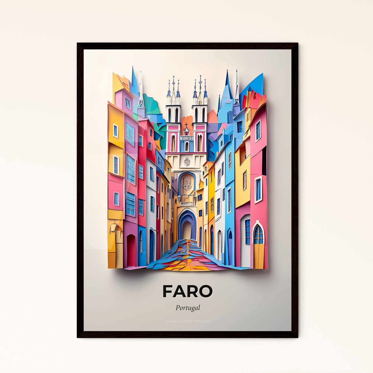 Vivid Faro, Portugal - a colorful city with a clock tower on the top