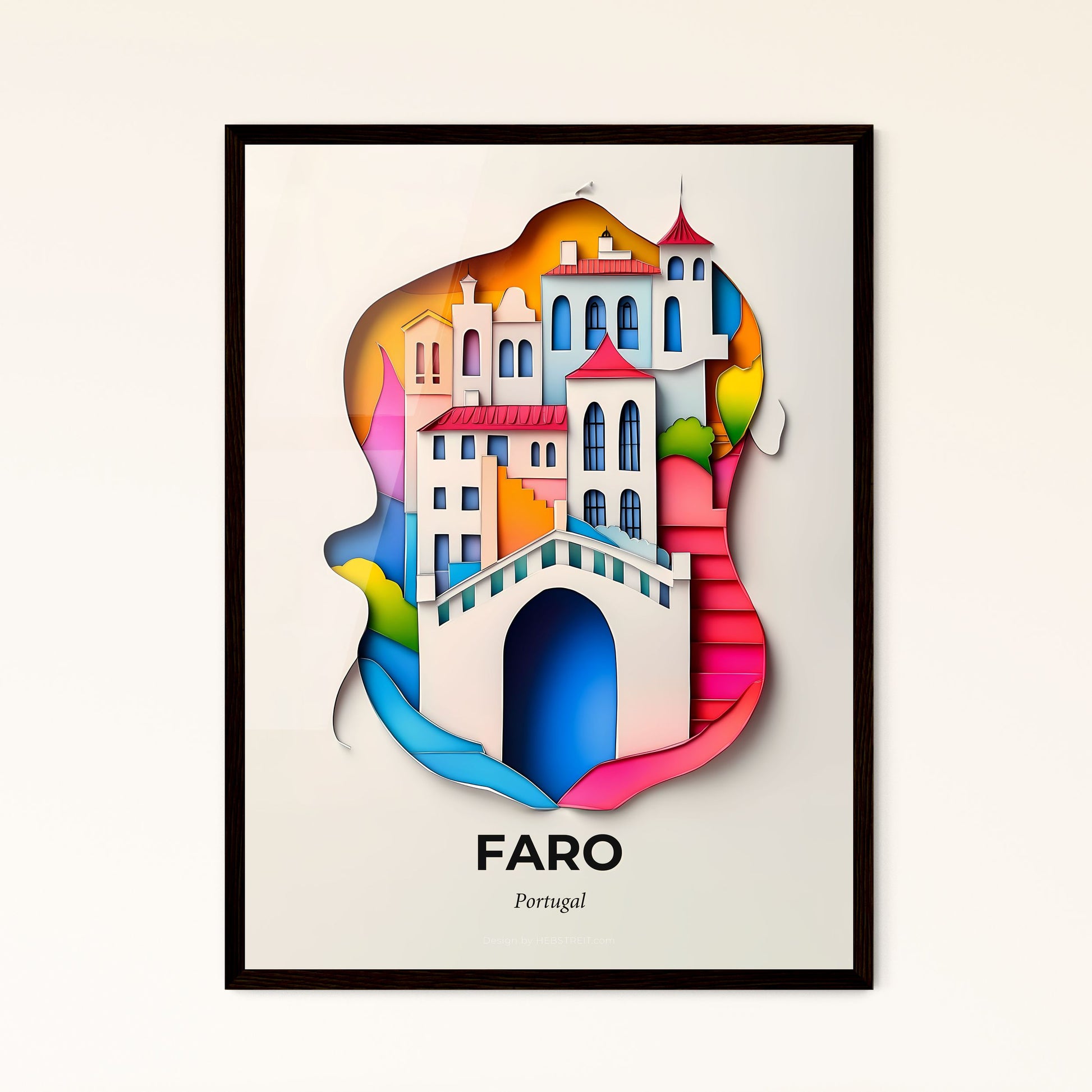 Vivid Faro, Portugal - a paper cut of a building with a bird flying by