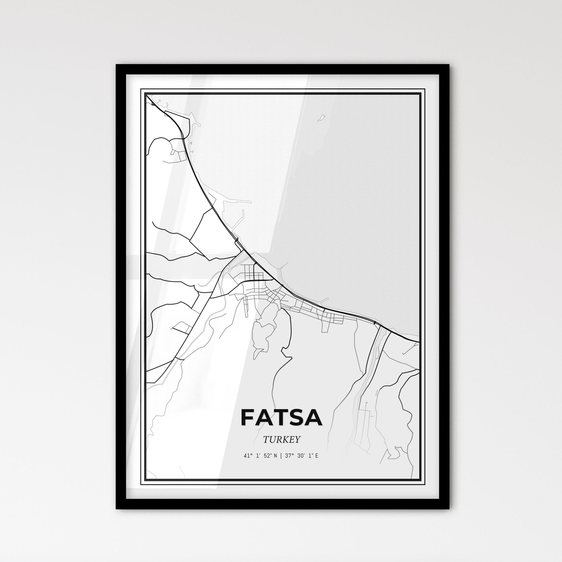 Fatsa Turkey - Scandinavian Style City Map for Modern Home Decor