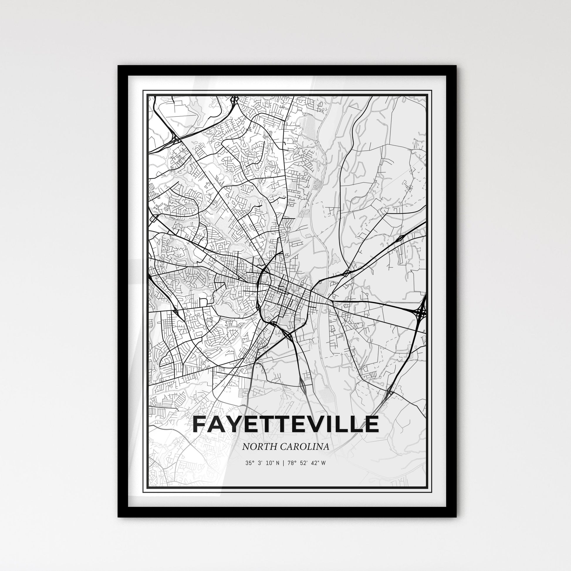 Fayetteville North Carolina - Scandinavian Style City Map for Modern Home Decor