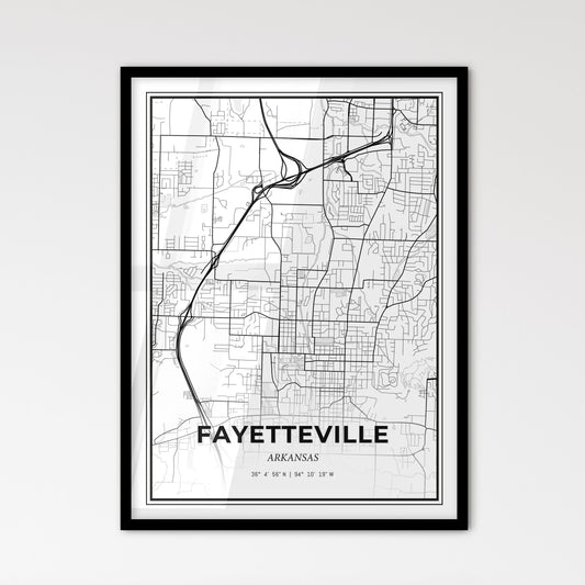 Fayetteville Arkansas - Scandinavian Style City Map for Modern Home Decor