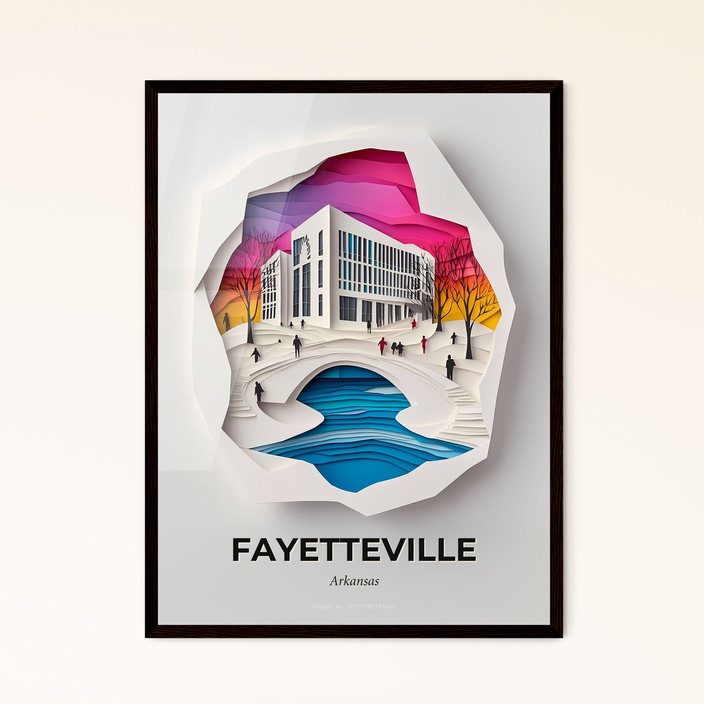 Vivid Fayetteville, Arkansas - a paper cut of a building with people walking across it