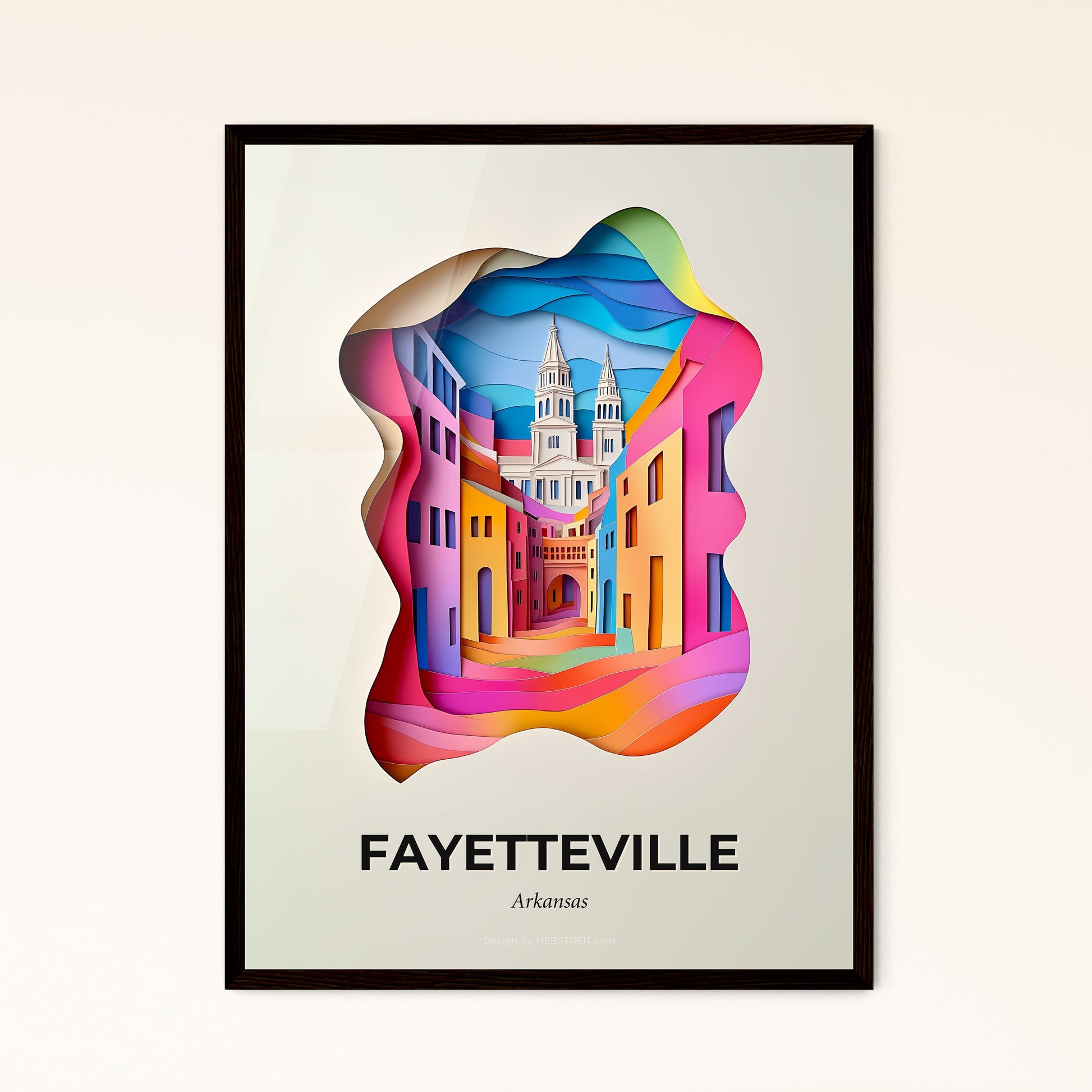 Vivid Fayetteville, Arkansas - a colorful city scene with a clock tower