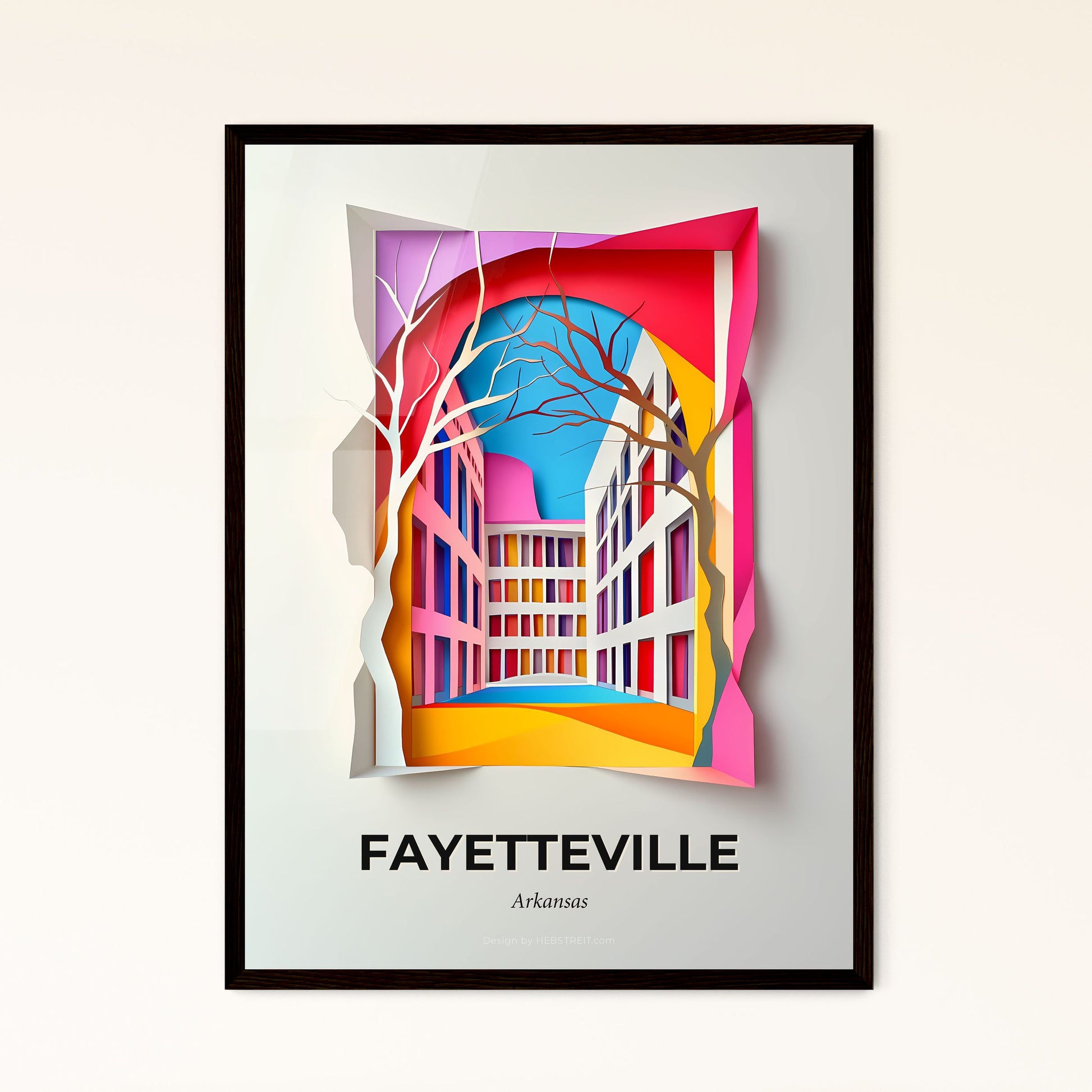 Vivid Fayetteville, Arkansas - a paper cut of a city with palm trees