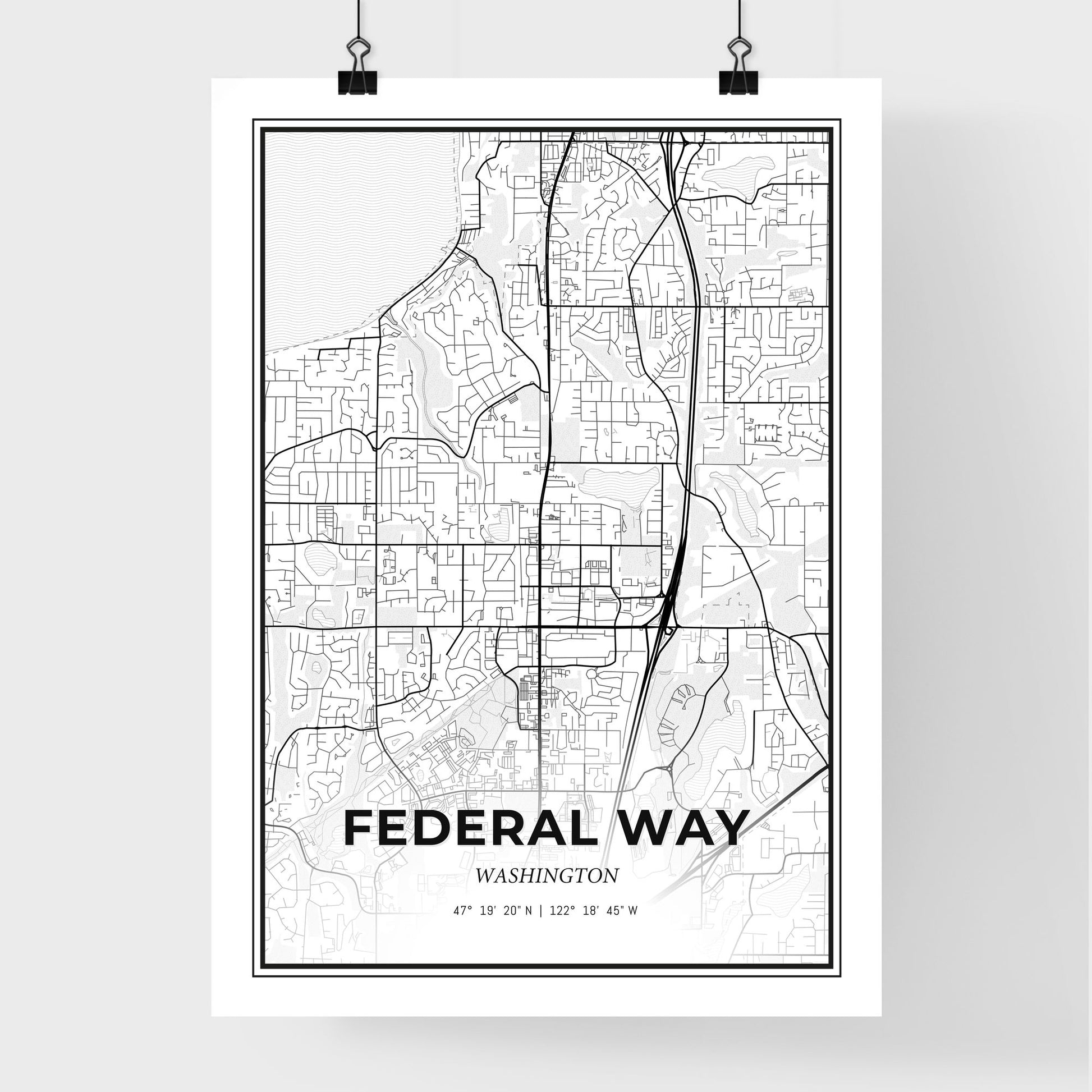 Federal Way Washington - Premium City Map Poster