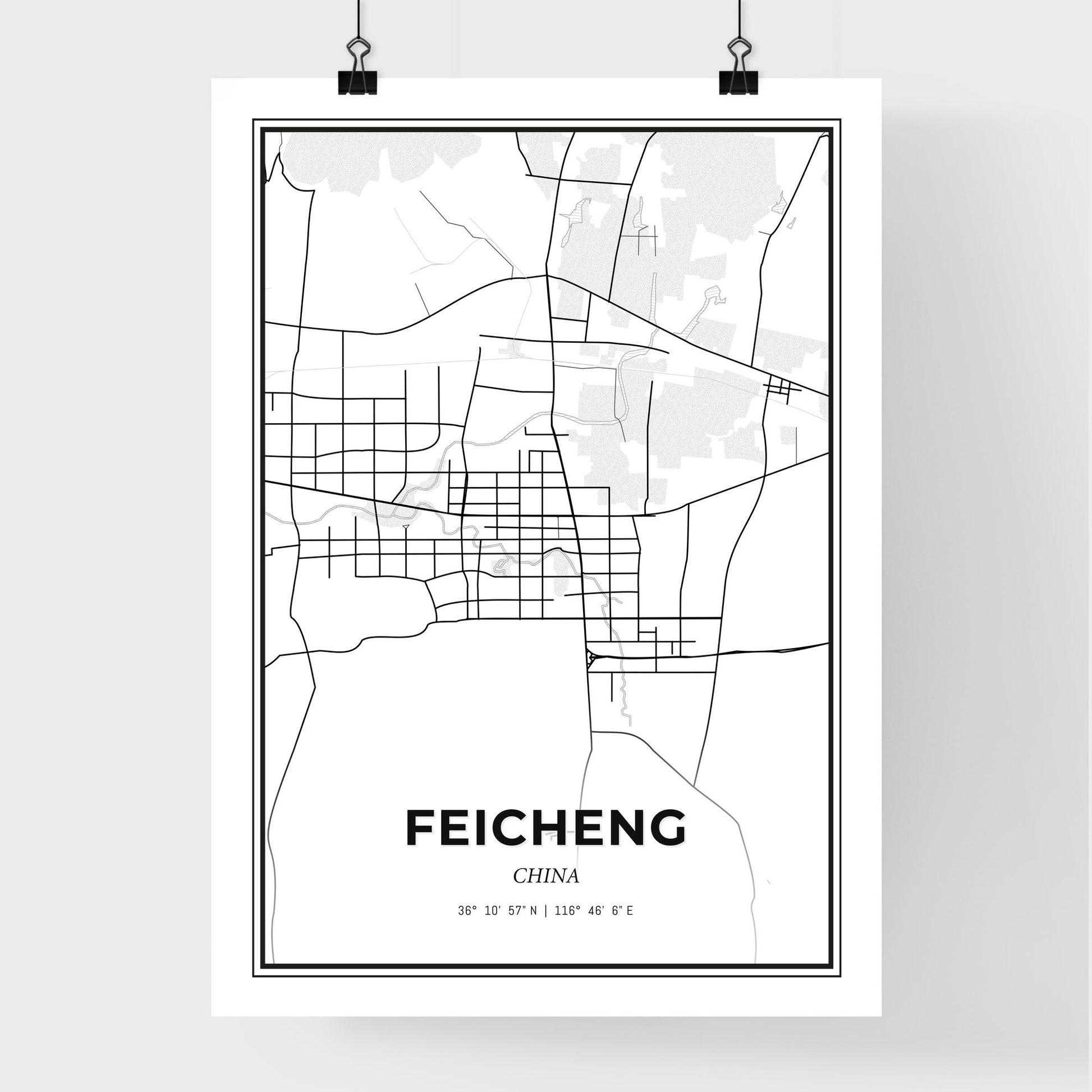 Feicheng China - Premium City Map Poster