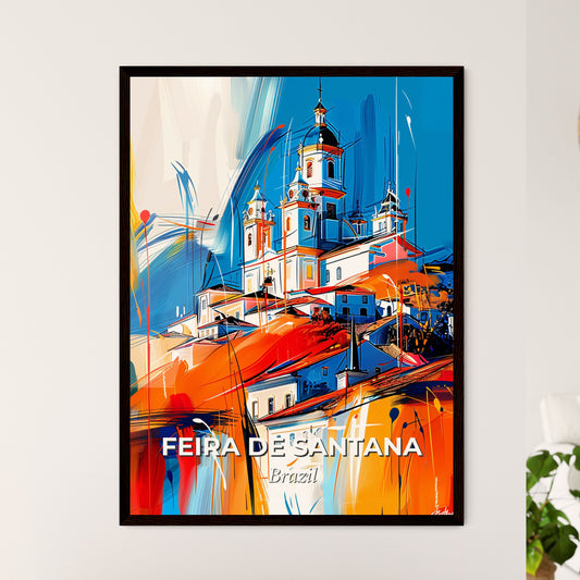 Vibrant Feira De Santana, Brazil - A Painting Of A Building With A Tower And A Blue Sky