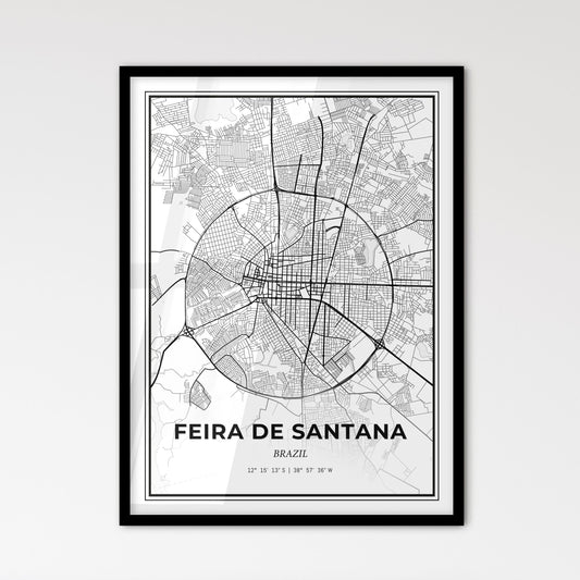 Feira de Santana Brazil - Scandinavian Style City Map for Modern Home Decor