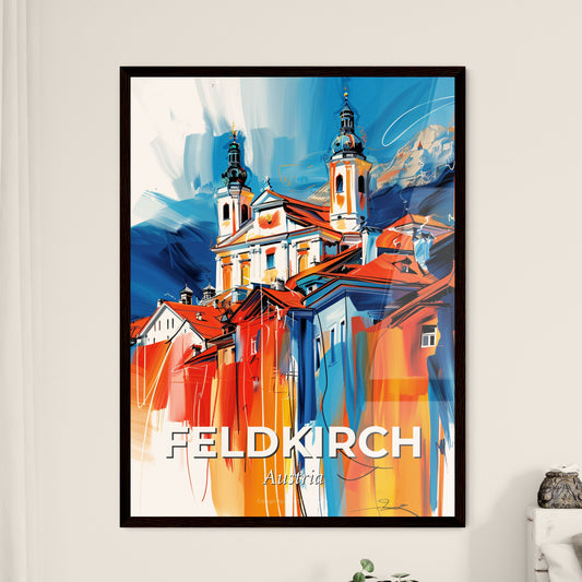 Vibrant Feldkirch, Austria - A Painting Of A Building With Orange Roofs