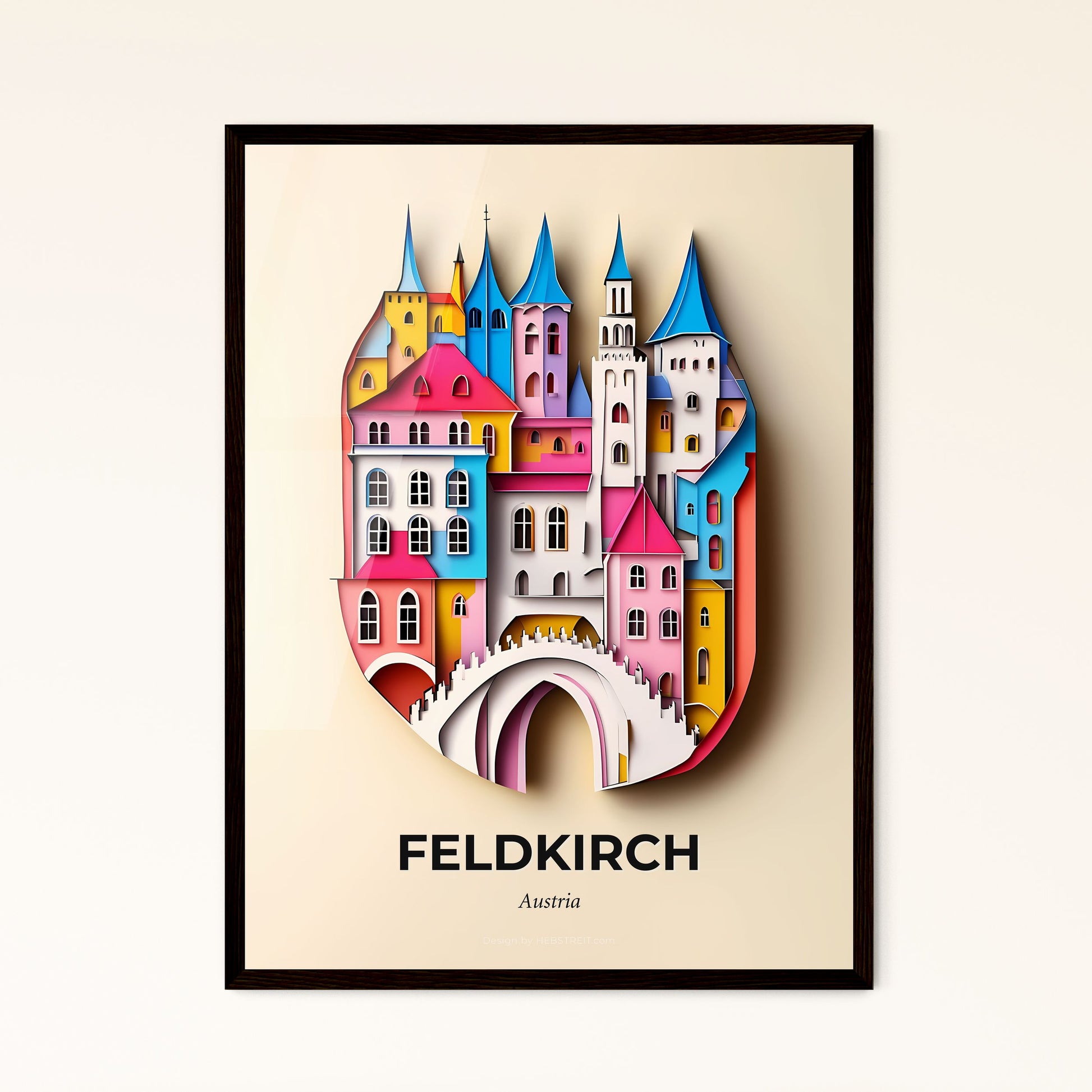 Vivid Feldkirch, Austria - a paper cut of a castle with a bridge