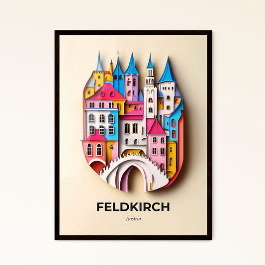 Vivid Feldkirch, Austria - a paper cut of a castle with a bridge