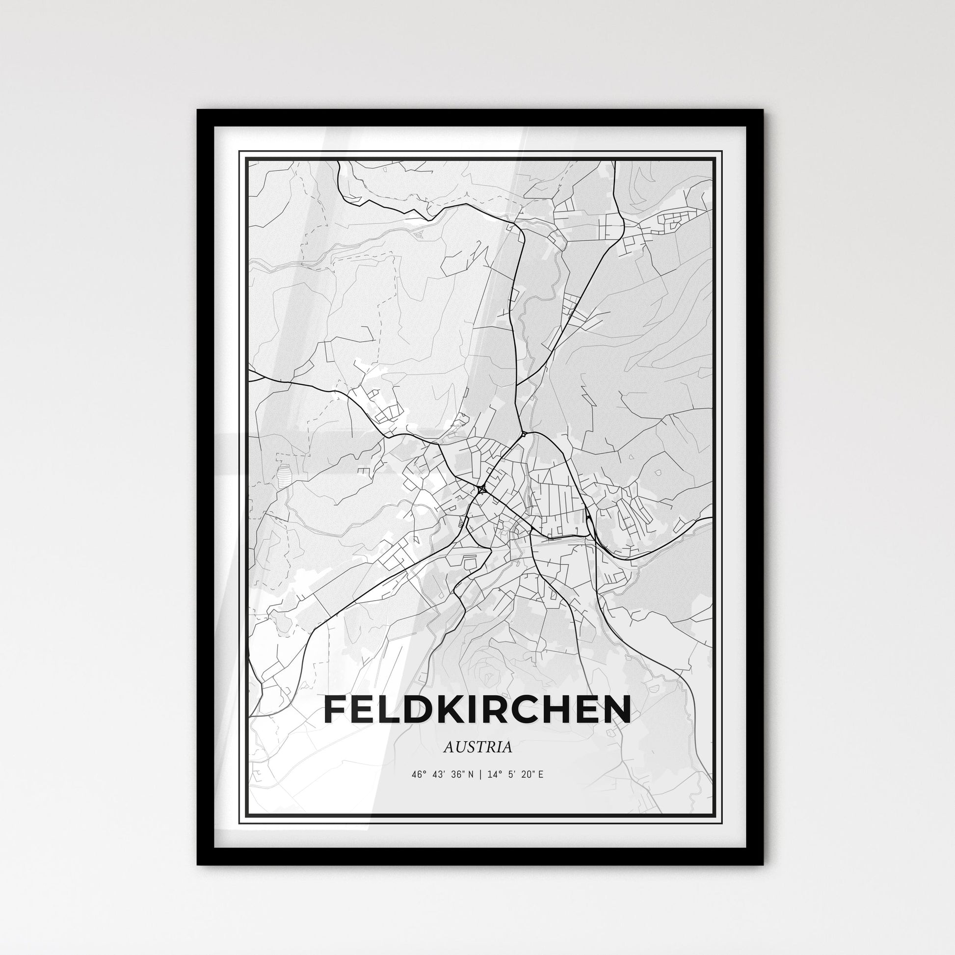 Feldkirchen Austria - Scandinavian Style City Map for Modern Home Decor