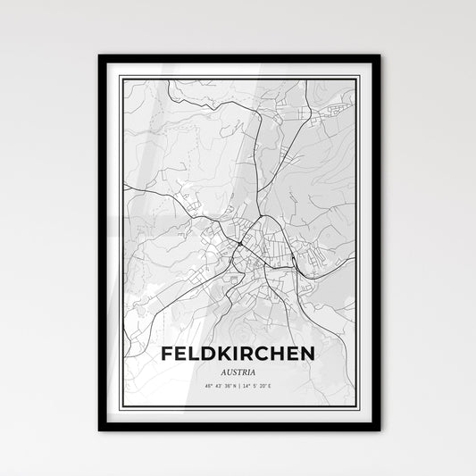 Feldkirchen Austria - Scandinavian Style City Map for Modern Home Decor