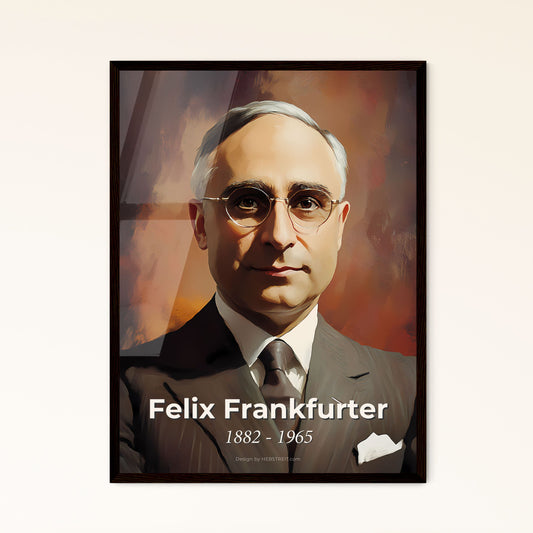 Portrait of Felix Frankfurter, 1882 - 1965. Impressionistic painting of a man in a suit and tie.