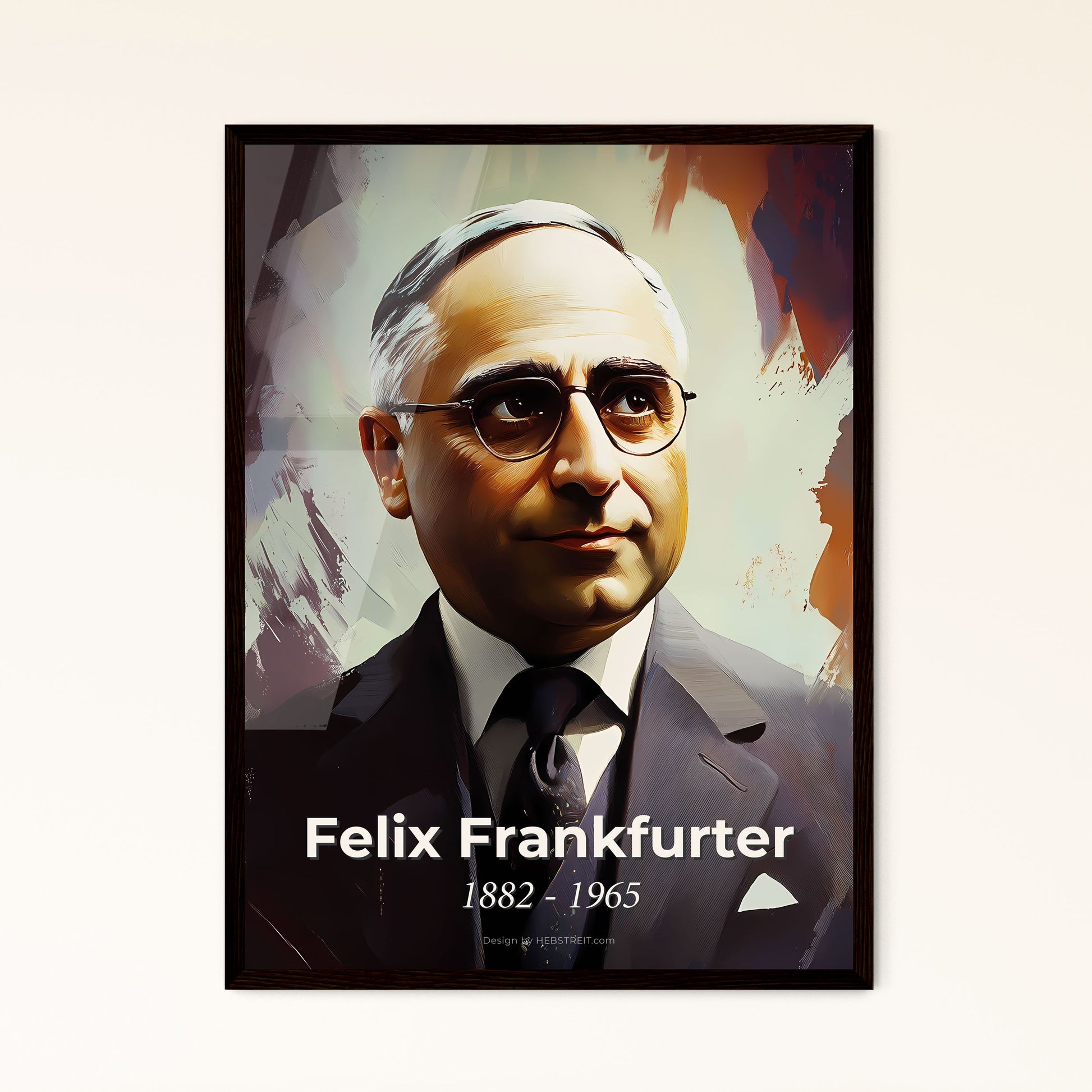 Portrait of Felix Frankfurter, 1882 - 1965. Impressionistic painting of a man in a suit and tie.