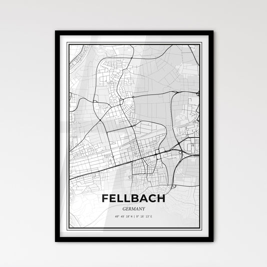 Fellbach Germany - Scandinavian Style City Map for Modern Home Decor