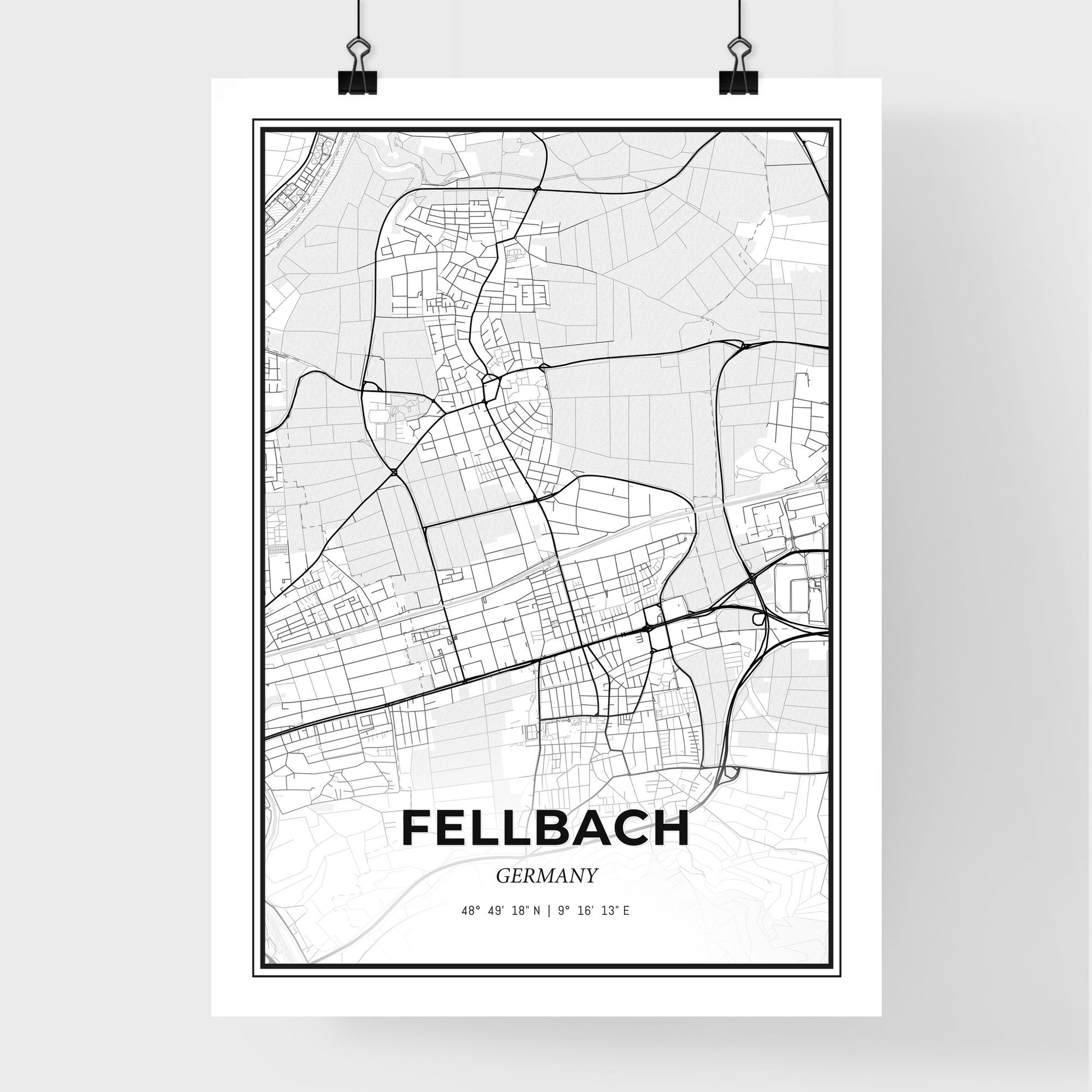 Fellbach Germany - Premium City Map Poster