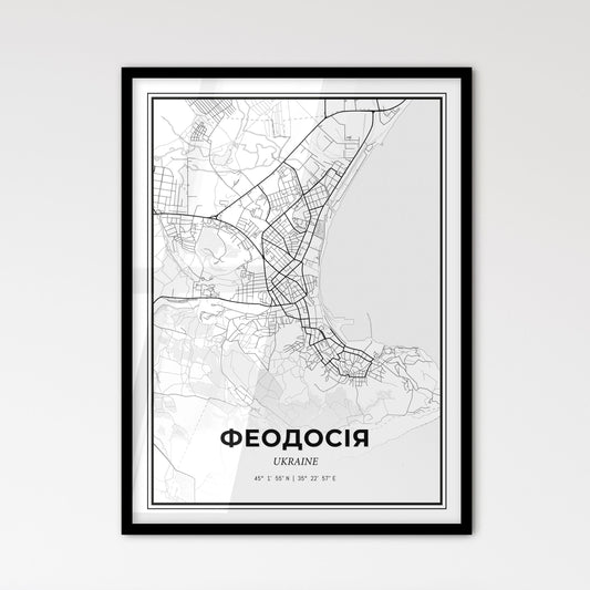 Feodosiya Ukraine - Scandinavian Style City Map for Modern Home Decor