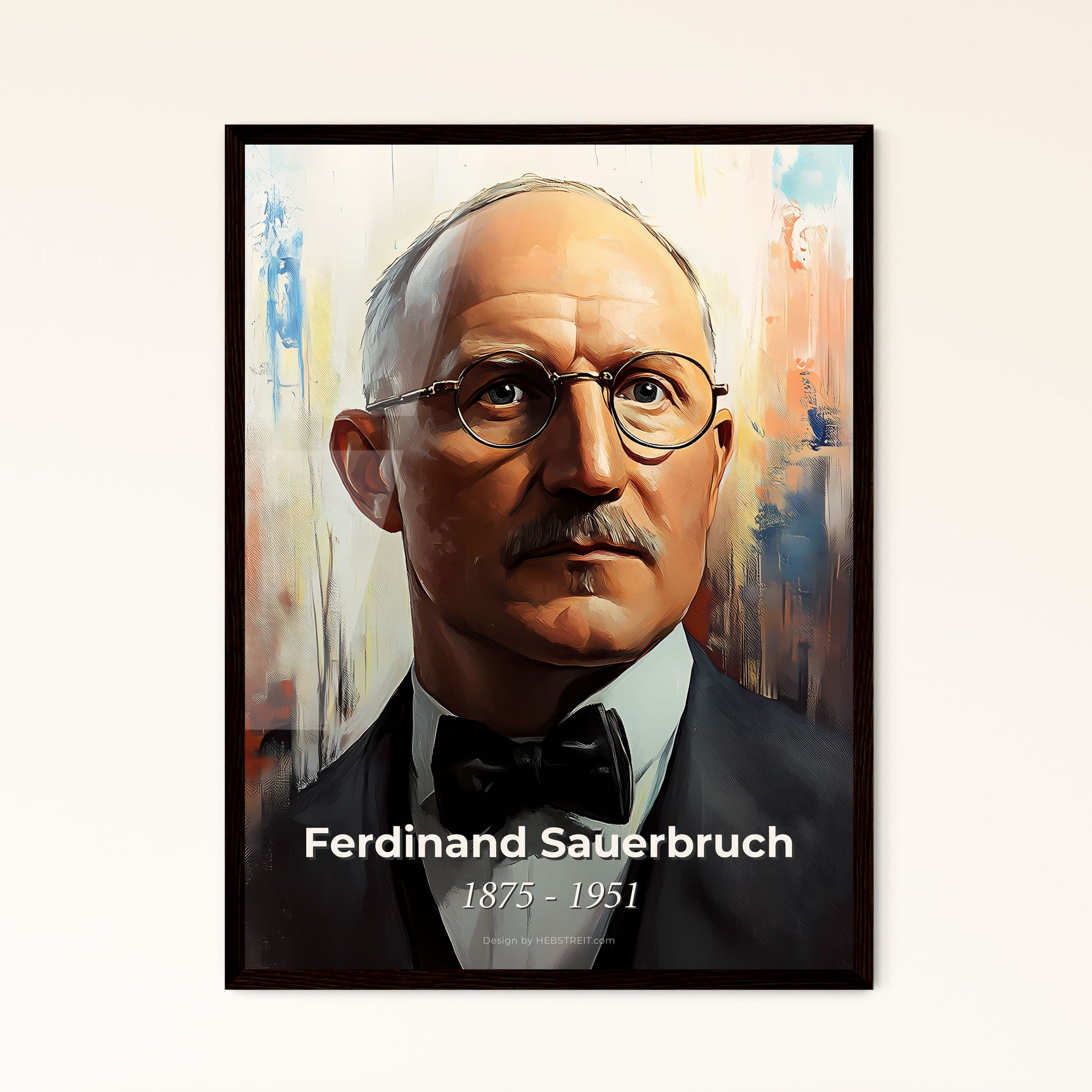 Portrait of Ferdinand Sauerbruch, 1875 - 1951. Impressionistic painting of a man wearing glasses and a suit.