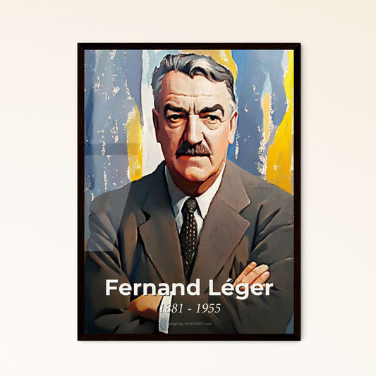 Portrait of Fernand Léger, 1881 - 1955. Impressionistic painting of a man with a mustache wearing a suit and tie.