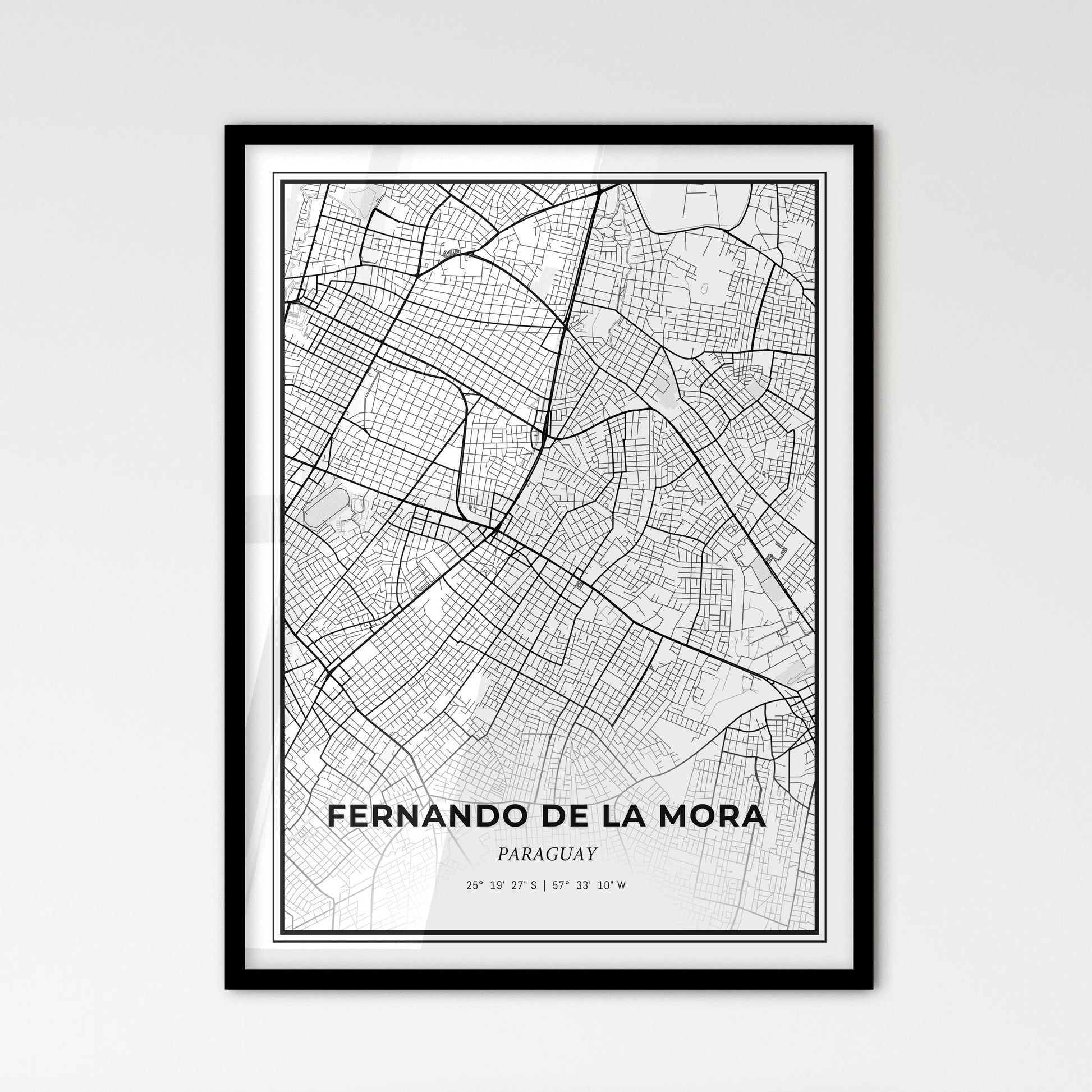 Fernando de la Mora Paraguay - Scandinavian Style City Map for Modern Home Decor