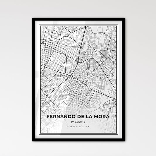 Fernando de la Mora Paraguay - Scandinavian Style City Map for Modern Home Decor