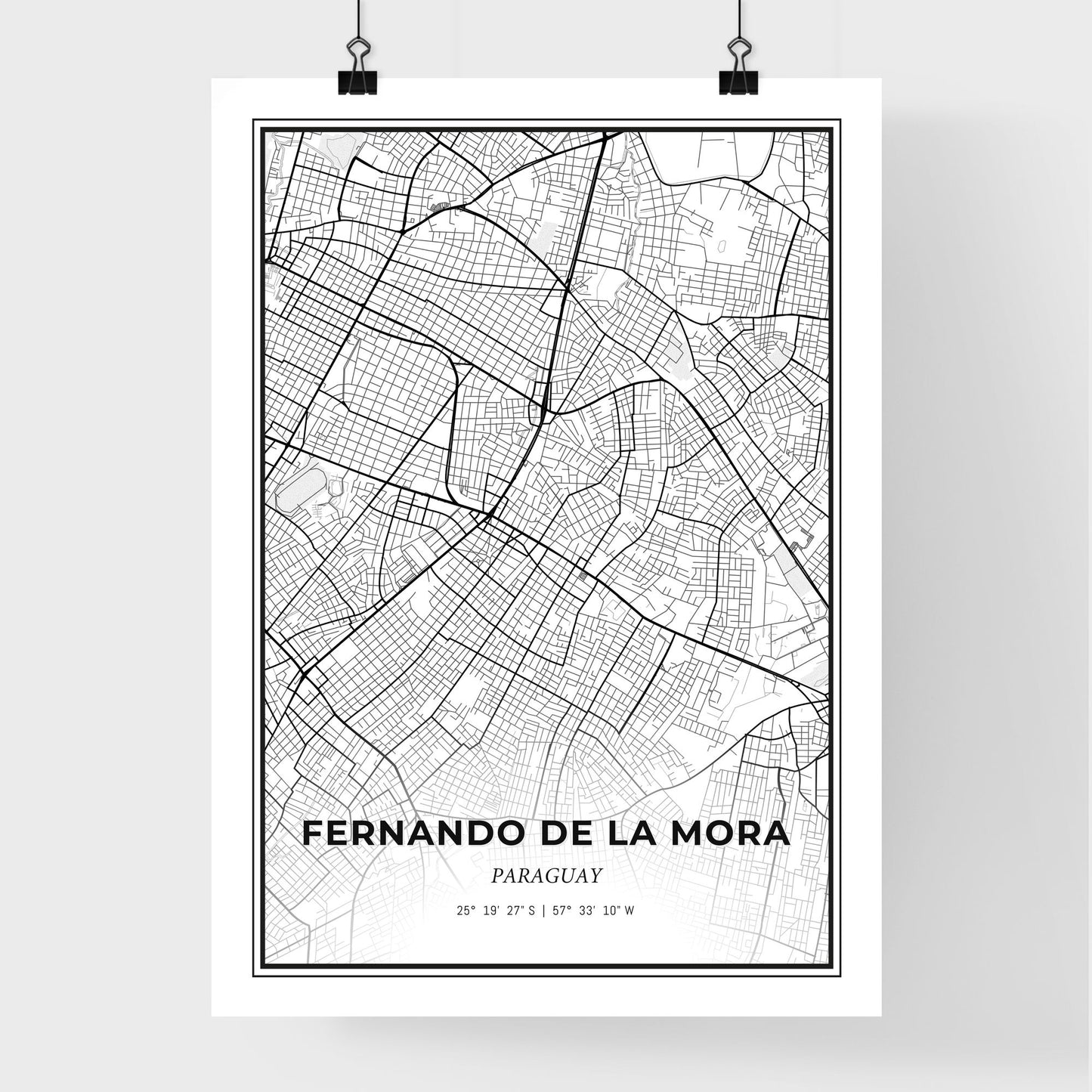 Fernando de la Mora Paraguay - Premium City Map Poster