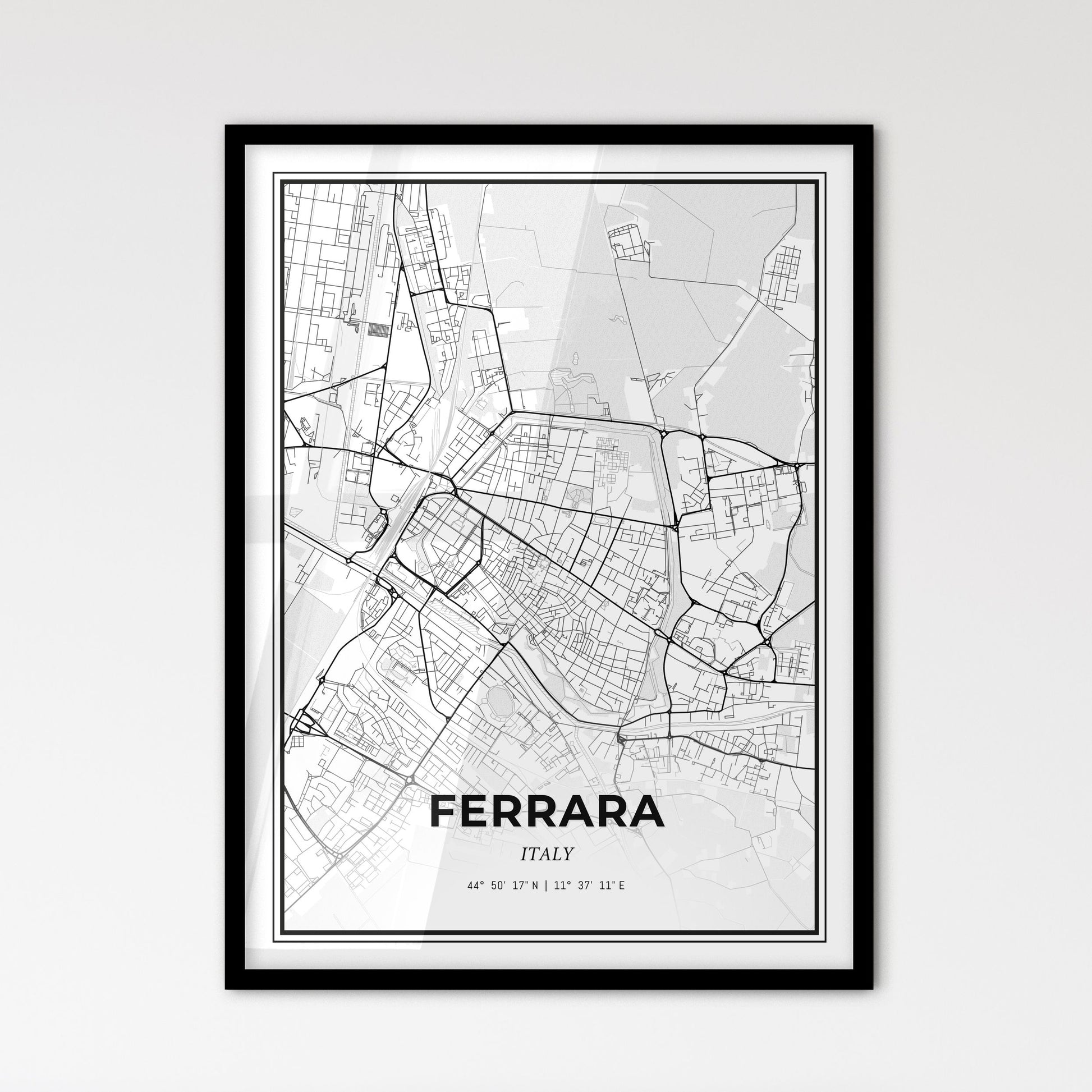 Ferrara Italy - Scandinavian Style City Map for Modern Home Decor