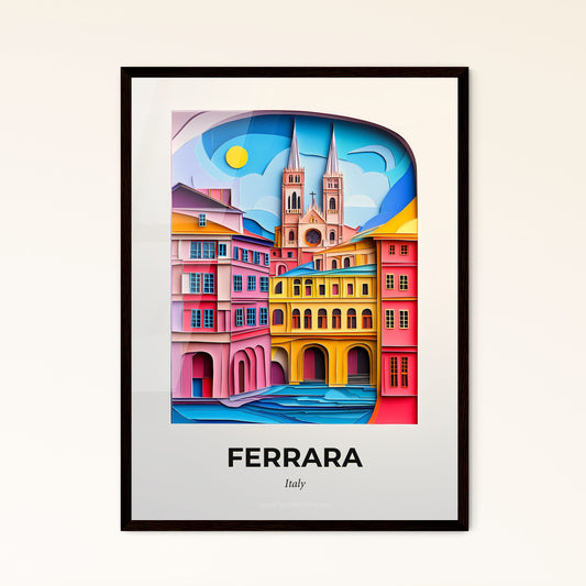 Vivid Ferrara, Italy - a city with a clock tower