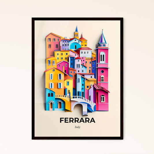 Vivid Ferrara, Italy - a colorful city with a bridge and a clock tower