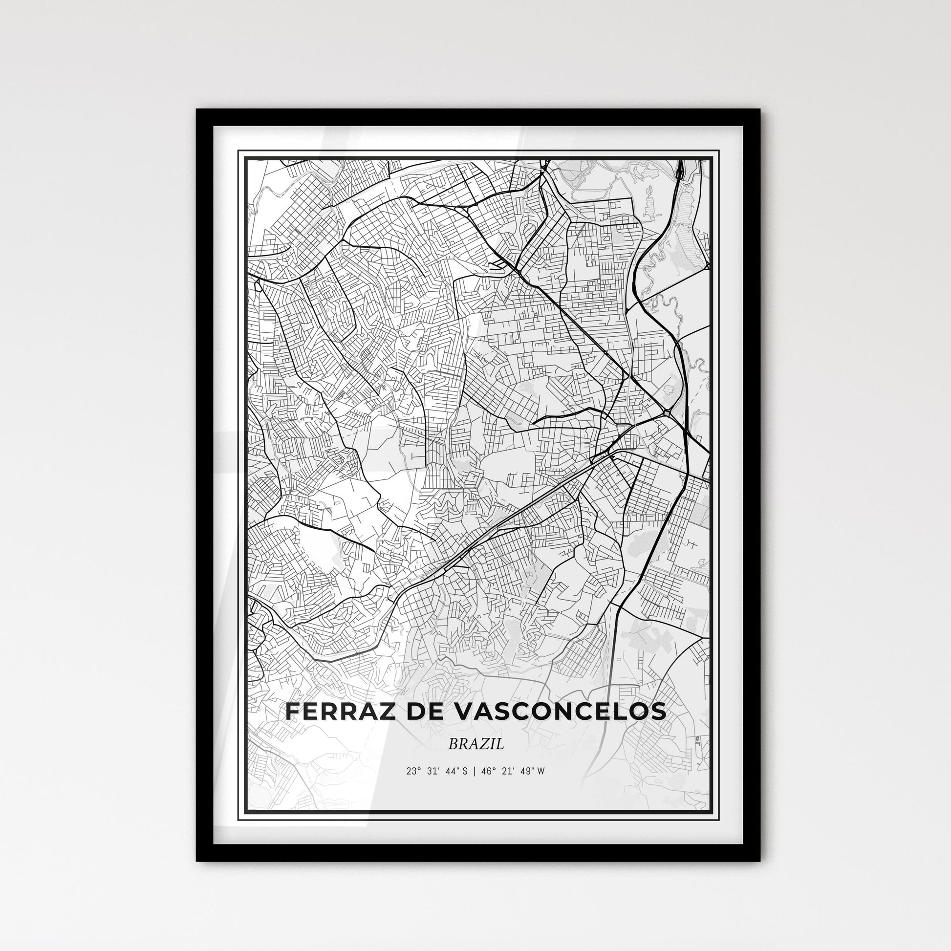 Ferraz de Vasconcelos Brazil - Scandinavian Style City Map for Modern Home Decor