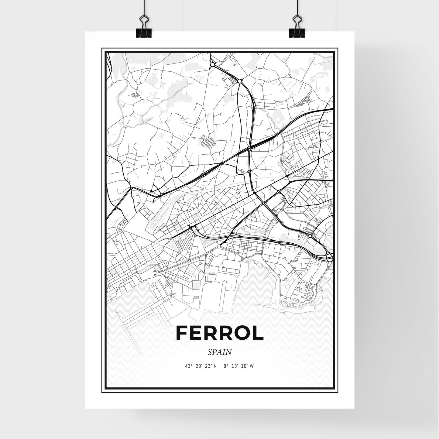 Ferrol Spain - Premium City Map Poster