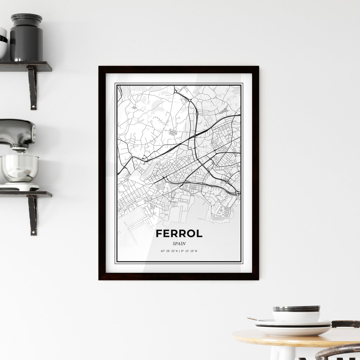 Ferrol Spain - Minimal City Map