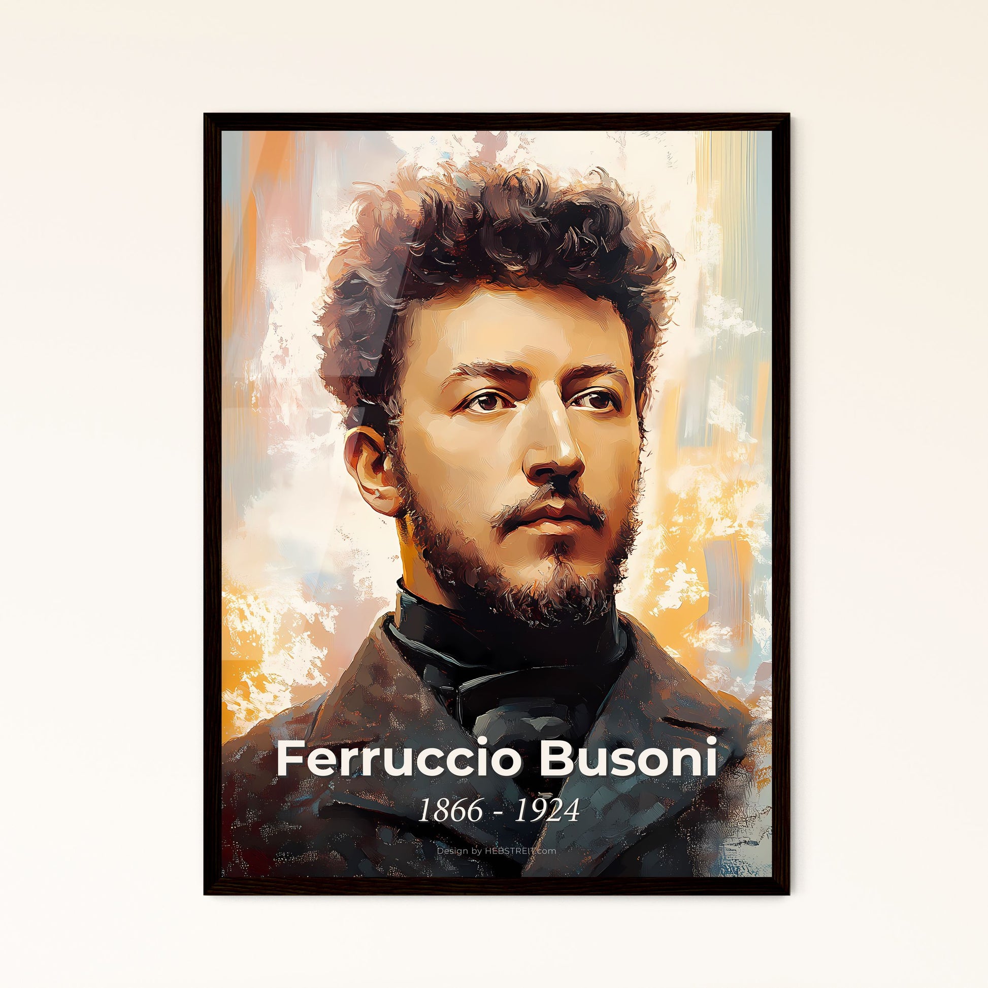 Portrait of Ferruccio Busoni, 1866 - 1924. Impressionistic painting of a man with a beard.