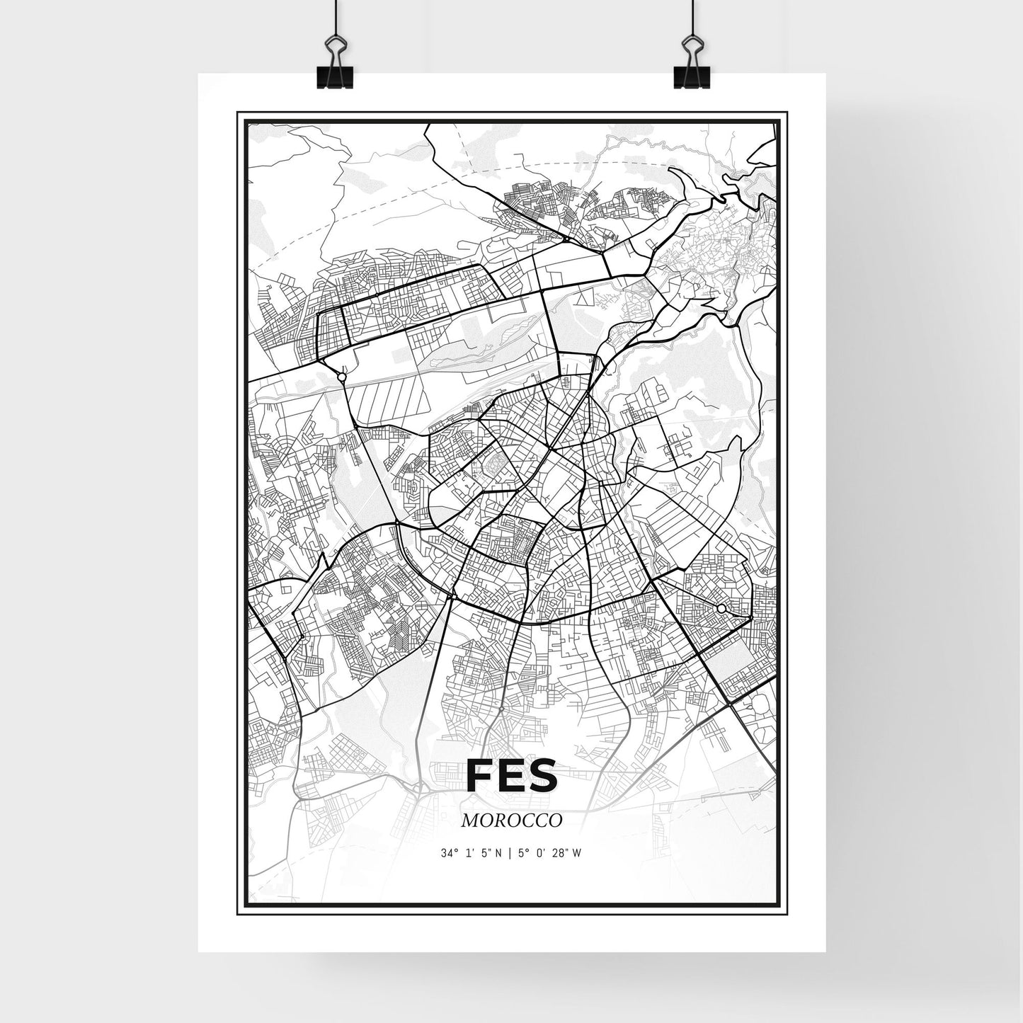 Fes Morocco - Premium City Map Poster