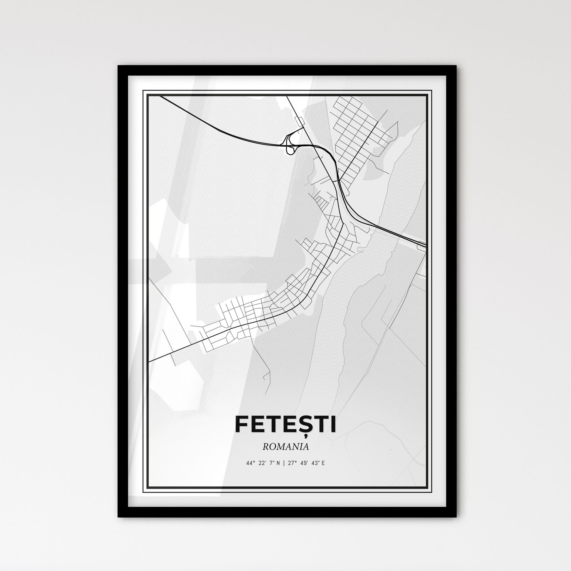 Fetești Romania - Scandinavian Style City Map for Modern Home Decor