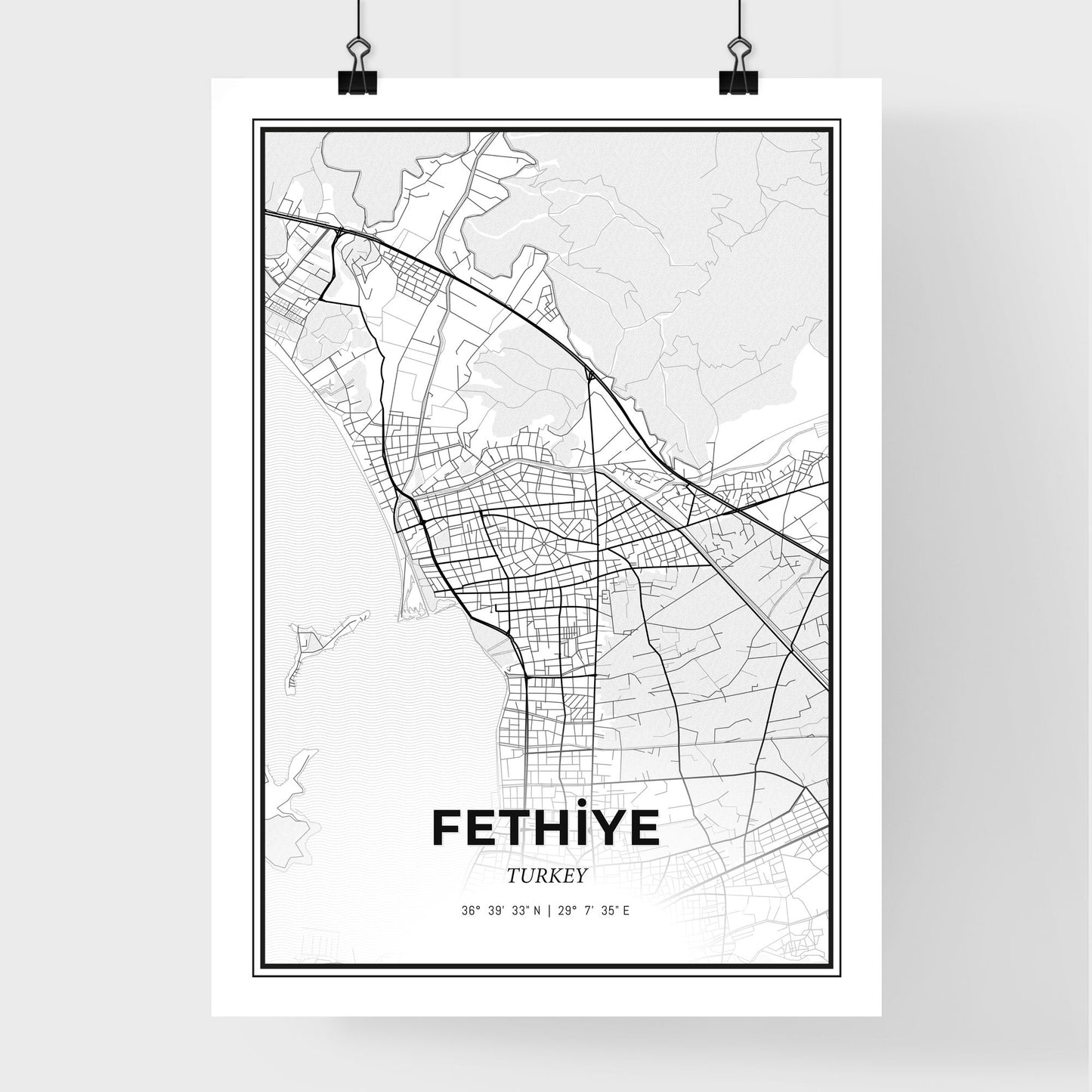 Fethiye Turkey - Premium City Map Poster