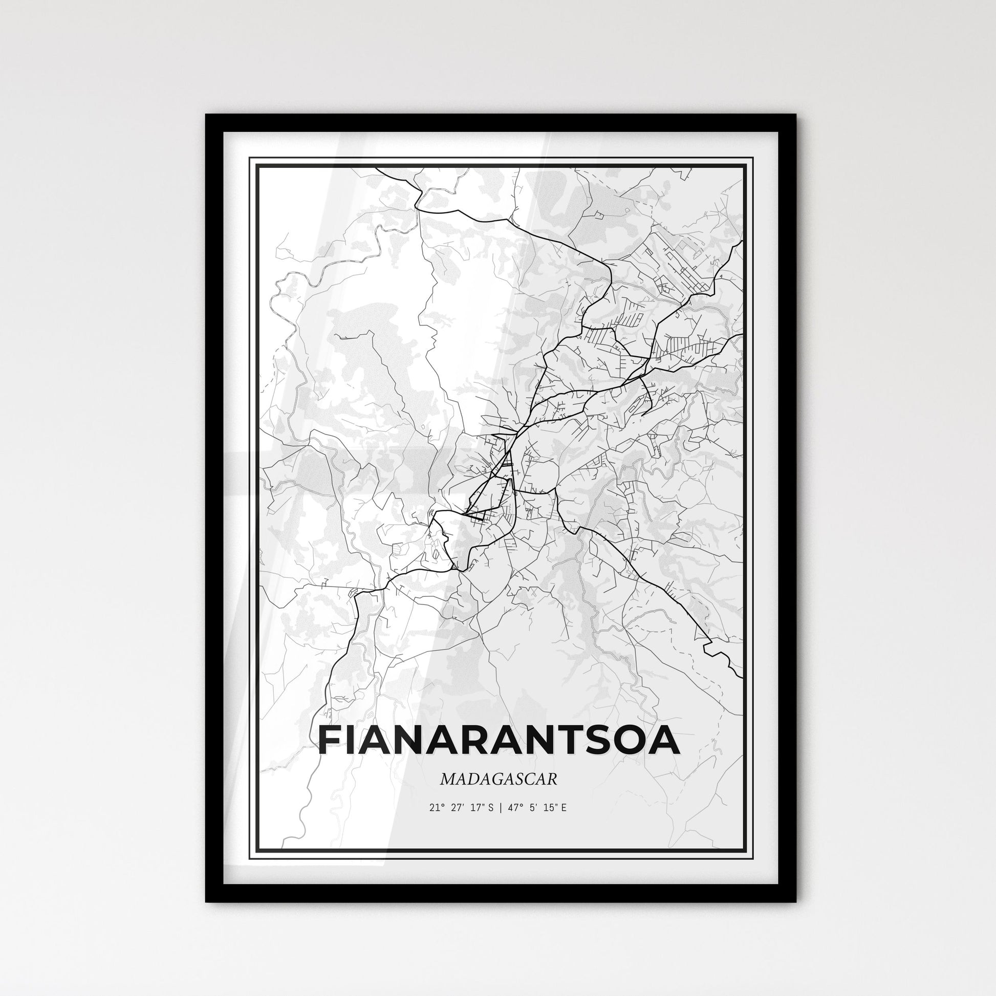 Fianarantsoa Madagascar - Scandinavian Style City Map for Modern Home Decor