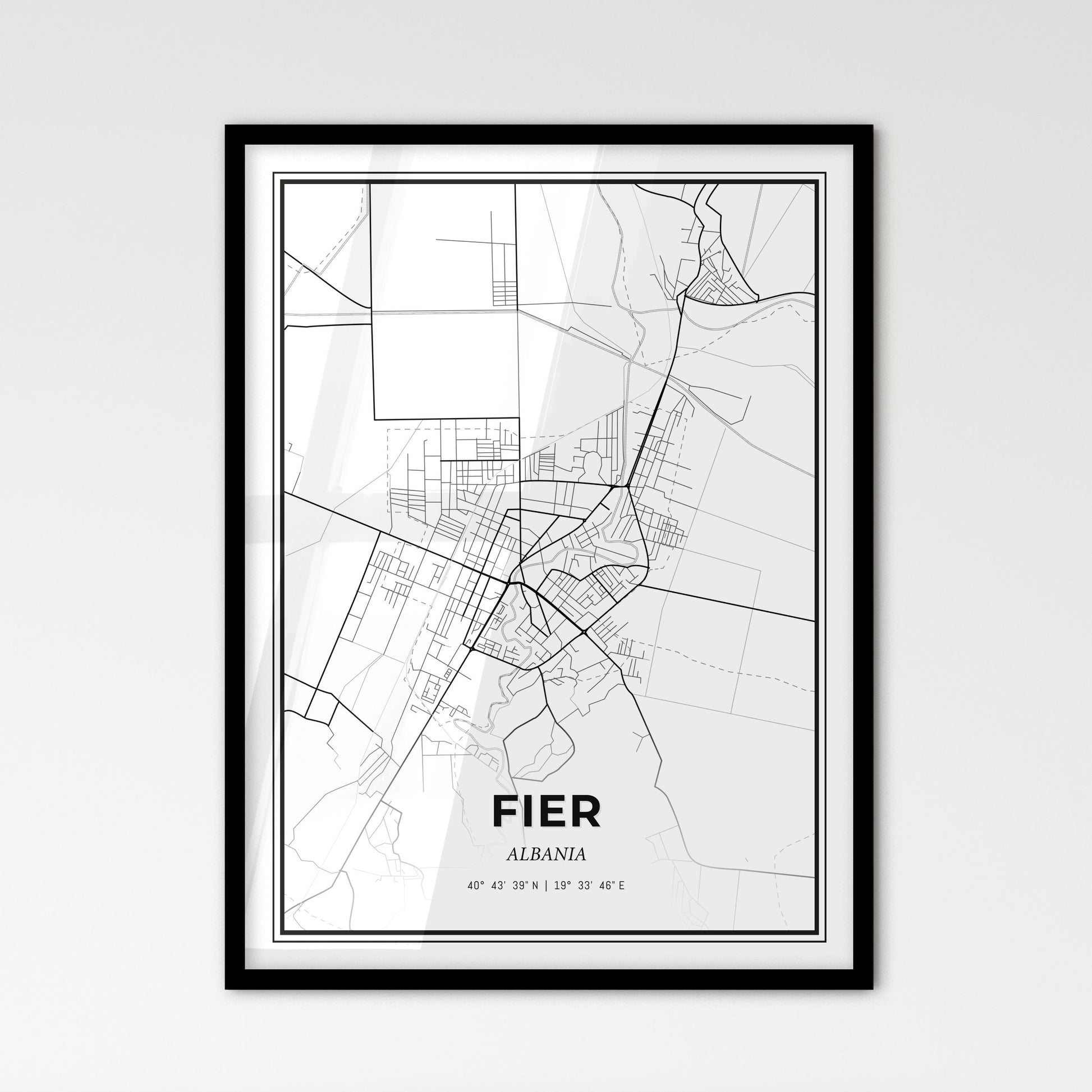 Fier Albania - Scandinavian Style City Map for Modern Home Decor