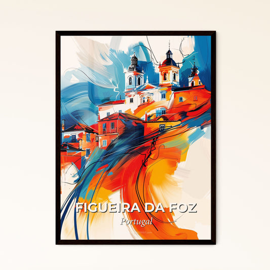 Vibrant Figueira Da Foz, Portugal - A Painting Of A Building With A Colorful Background